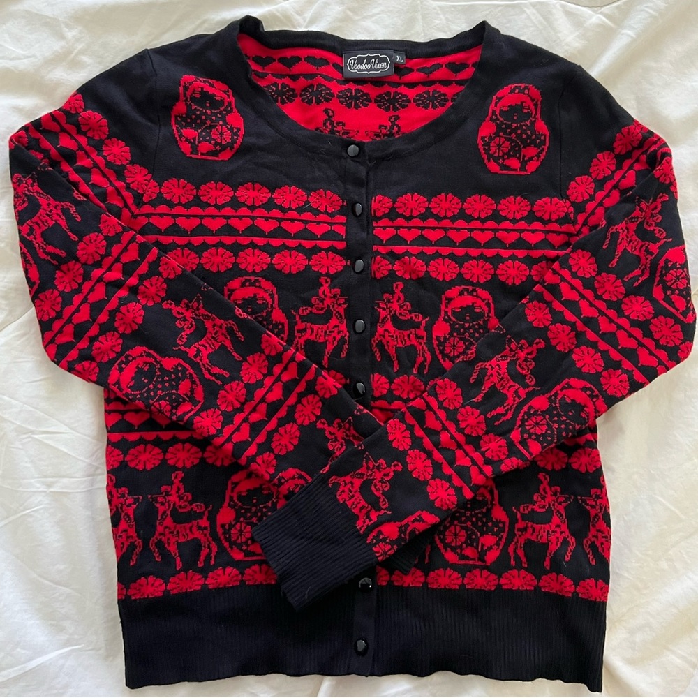 Voodoo Vixen Nesting Dolls Pinup Cardigan